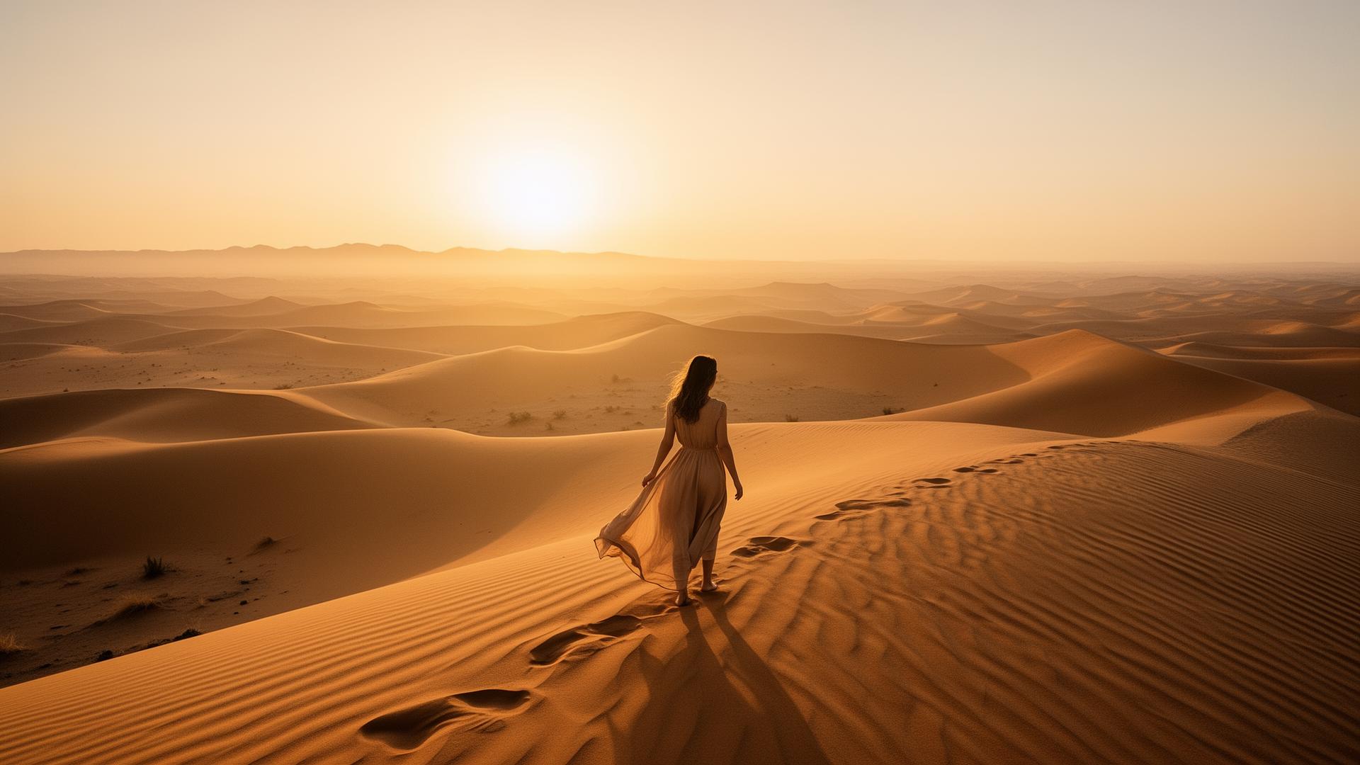 Saharan dunes at sunrise